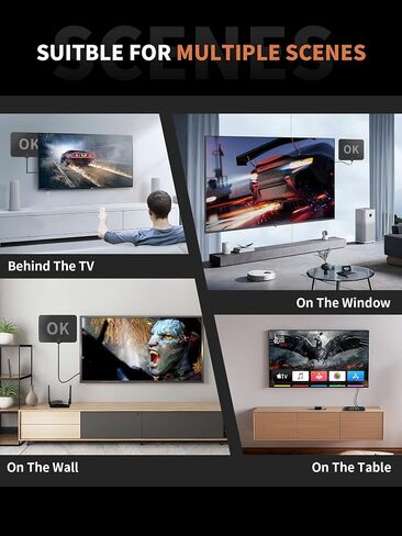 Antenna for Smart TV, TV Antenna Indoor 1000 Miles Range Support 4K 1080p Fire tv Stick and All Older TV's Indoor Smart Switch Amplifier Signal Booster with Coax HDTV Cable 18ft in Saudi Arabia