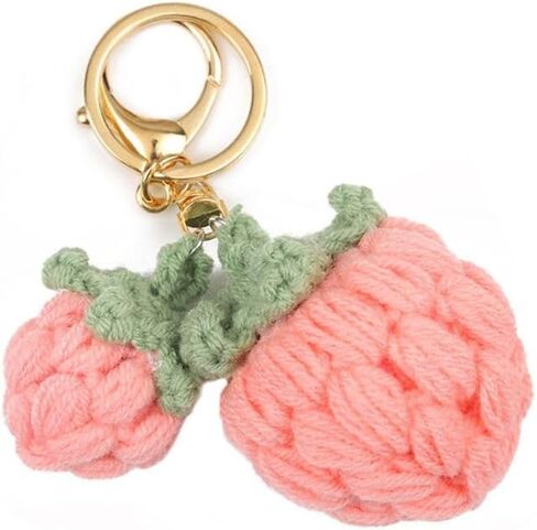 Cute Handmade Weaving Keychains Strawberry Cherry Flower Keychains Fruit Keychain Women Girls Bag Purse Car Accessories in Saudi Arabia