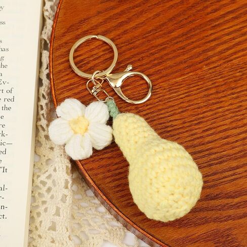 Cute Handmade Weaving Keychains Strawberry Cherry Flower Keychains Fruit Keychain Women Girls Bag Purse Car Accessories in Saudi Arabia