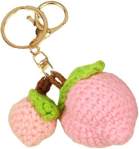 Cute Handmade Weaving Keychains Strawberry Cherry Flower Keychains Fruit Keychain Women Girls Bag Purse Car Accessories in Saudi Arabia