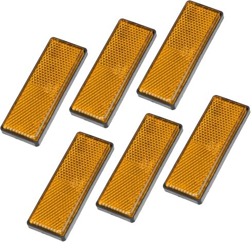 6 Pcs Rectangular Stick-on Safety Spoke Reflective Self Adhesive Reflector for Gate Posts Cars Trailer Motorcycle Trucks Boat Bicycle Bike Orange Replace Parts in Saudi Arabia