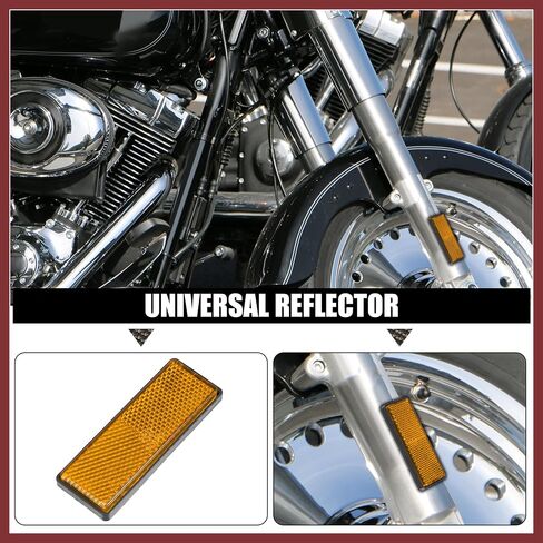 6 Pcs Rectangular Stick-on Safety Spoke Reflective Self Adhesive Reflector for Gate Posts Cars Trailer Motorcycle Trucks Boat Bicycle Bike Orange Replace Parts in Saudi Arabia