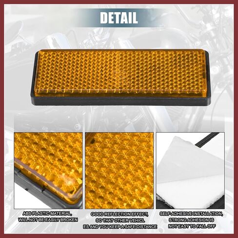 6 Pcs Rectangular Stick-on Safety Spoke Reflective Self Adhesive Reflector for Gate Posts Cars Trailer Motorcycle Trucks Boat Bicycle Bike Orange Replace Parts in Saudi Arabia