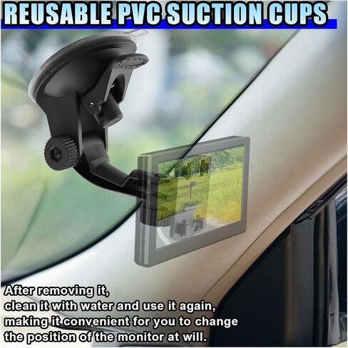 Windshield Mount for 4.3"/5" Backup Camera Display Monitor - Rear View Camera Screen Mounting Bracket with Suction Cup - Car Play Screen Reverse Cameras Monitor Mount for Cars (1PC) in Saudi Arabia