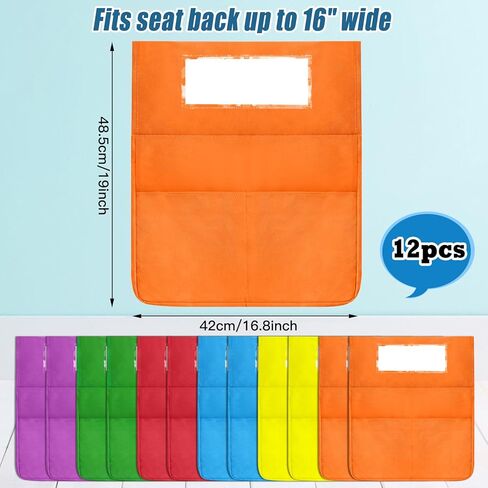 مخطط جيوب الرئاسة ، 12 PCS طالب أسود كرسي جيوب 19 × 16.8 بوصة تخزين كرسي 2 جيوب كرسي منظم جيوب المقعد لكراسي الفصول الدراسية حقيبة كرسي مدرسة للصف الدراسي in Kuwait