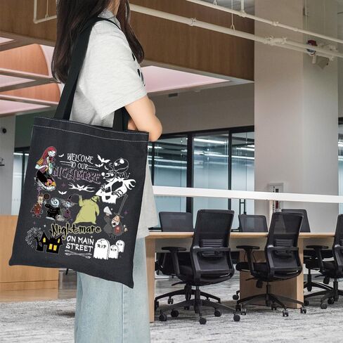 TGBJE Nightmare Skull Lover Tote Bag Zero Ghost Dog Gift Welcome To Our Nightmare Shoulder Bag Sally Fans Gift Spooky Gifts (bl Welcome Nightmare) in Saudi Arabia