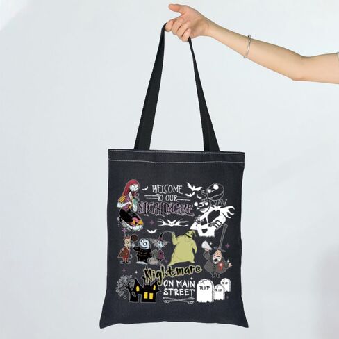 TGBJE Nightmare Skull Lover Tote Bag Zero Ghost Dog Gift Welcome To Our Nightmare Shoulder Bag Sally Fans Gift Spooky Gifts (bl Welcome Nightmare) in Saudi Arabia