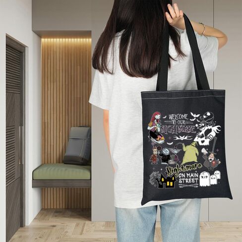 TGBJE Nightmare Skull Lover Tote Bag Zero Ghost Dog Gift Welcome To Our Nightmare Shoulder Bag Sally Fans Gift Spooky Gifts (bl Welcome Nightmare) in Saudi Arabia