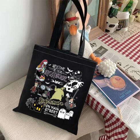 TGBJE Nightmare Skull Lover Tote Bag Zero Ghost Dog Gift Welcome To Our Nightmare Shoulder Bag Sally Fans Gift Spooky Gifts (bl Welcome Nightmare) in Saudi Arabia