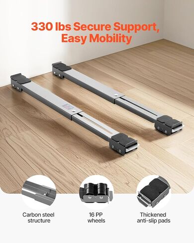 VEVOR Heavy Duty Furniture Appliances Rollers, 660 lbs Total Load, Extendable Appliance Rollers Mobile Washing Machine Base, Fridge Stand Dolly Movers for Refrigerators, Dryers, Dishwashers, Black in Saudi Arabia