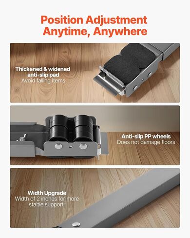 VEVOR Heavy Duty Furniture Appliances Rollers, 660 lbs Total Load, Extendable Appliance Rollers Mobile Washing Machine Base, Fridge Stand Dolly Movers for Refrigerators, Dryers, Dishwashers, Black in Saudi Arabia