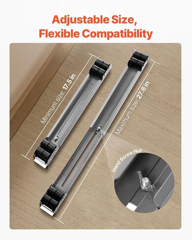 VEVOR Heavy Duty Furniture Appliances Rollers, 660 lbs Total Load, Extendable Appliance Rollers Mobile Washing Machine Base, Fridge Stand Dolly Movers for Refrigerators, Dryers, Dishwashers, Black in Saudi Arabia