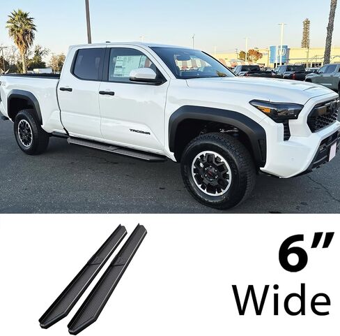 HD Ridez Running Board 6" Black Compatible with Toyota Tacoma 2024-2025 Double Crew Cab (Incl. Hybrid Model) (Nerf Bar Side Steps Side Bars) in Saudi Arabia