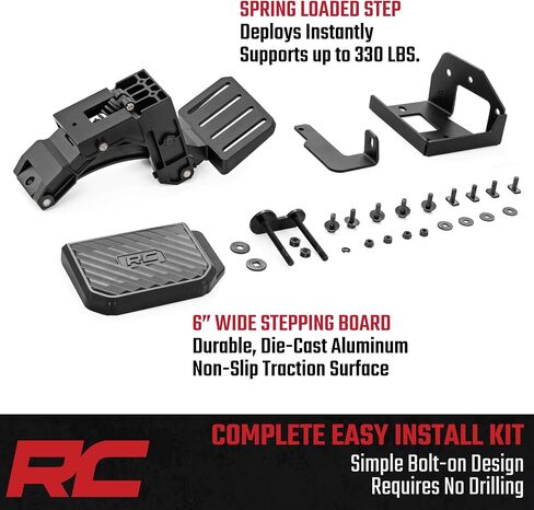 Rough Country Retractable Bed Step for Toyota Tacoma (2024-2025) - Manual Tailgate Drop Step, 6" Non-Slip Step Surface, Bolt-On Install in Saudi Arabia