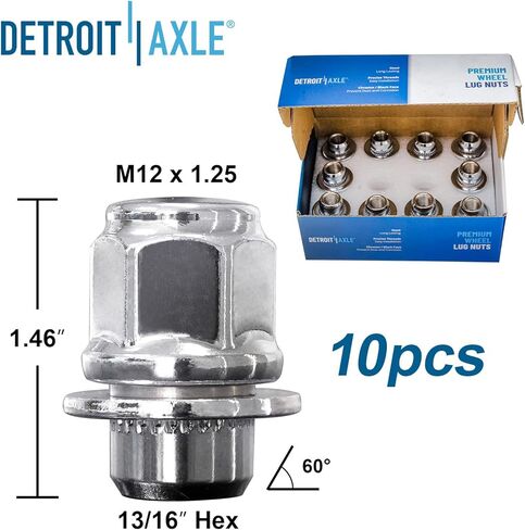 Detroit Axle - 12x1.25 Wheel Lug Nuts for Nissan Altima Maxima Murano Pathfinder Infiniti QX60 JX35 Chrome Wheel Lug Nuts Replacement - 20pc Set in Saudi Arabia