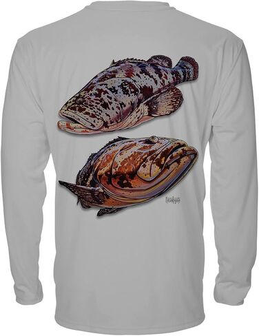 Denali Men's Teaser UPF 50+ Long Sleeve T-Shirt, UV Protection Shirt, Marcos Augusto Artwork: Grouper in Kuwait