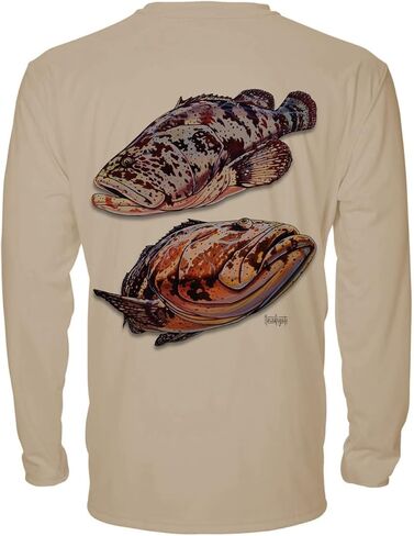 Denali Men's Teaser UPF 50+ Long Sleeve T-Shirt, UV Protection Shirt, Marcos Augusto Artwork: Grouper in Kuwait