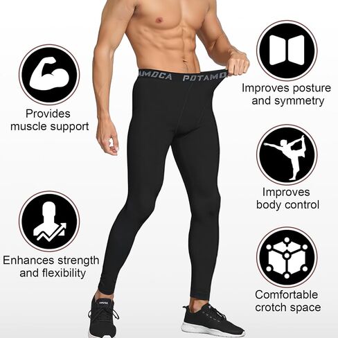 3 Pack Men's Compression Pants, Athletic Tight, Leggings Gym Base Layer Bottoms for Running Workout Sports in Saudi Arabia