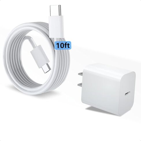 كتلة شاحن USB C مزدوج 20 وات مع كابل USB C إلى USB C بطول 6 أقدام و10 أقدام لهاتف iPhone 16 Pro Max/ 16 Plus/i Phone 15 وiPad Pro 13 بوصة 12.9 بوصة 11 بوصة M4/Air 6th M2/5th/4th/Mini 6 8.3- بوصة/ الجيل العاشر 10.9 بوصة، عبوة واحدة in Saudi Arabia