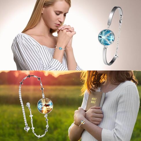 2 Pack Bible Verse Bracelets, Daily Christian Scripture Bracelets Inspirational Bible Christian Wristbands Gifts Wearable Jesus Faith Wristbands for Women Prayer in Saudi Arabia