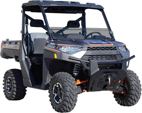 Superatv Hight-Duty-Duty-Duty-Dutistant Scratch Half-Andshield لعام 2017+ Polaris Ranger XP 1000 (انظر التركيب) | 1/4 "سميك داكن البولي كربونات 250X أقوى من الزجاج | الولايات المتحدة الأمريكية مصنوعة in Kuwait