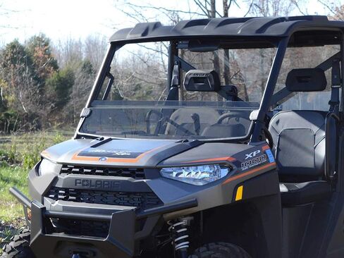 Superatv Hight-Duty-Duty-Duty-Dutistant Scratch Half-Andshield لعام 2017+ Polaris Ranger XP 1000 (انظر التركيب) | 1/4 "سميك داكن البولي كربونات 250X أقوى من الزجاج | الولايات المتحدة الأمريكية مصنوعة in Kuwait