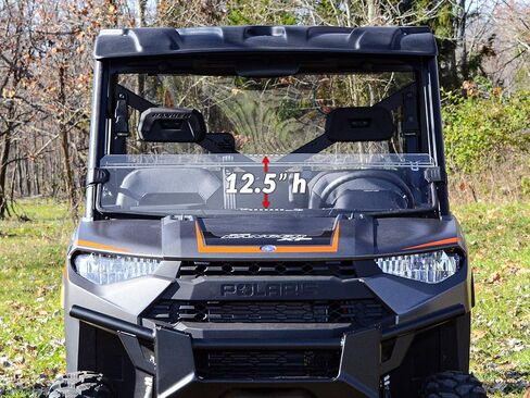 Superatv Hight-Duty-Duty-Duty-Dutistant Scratch Half-Andshield لعام 2017+ Polaris Ranger XP 1000 (انظر التركيب) | 1/4 "سميك داكن البولي كربونات 250X أقوى من الزجاج | الولايات المتحدة الأمريكية مصنوعة in Kuwait