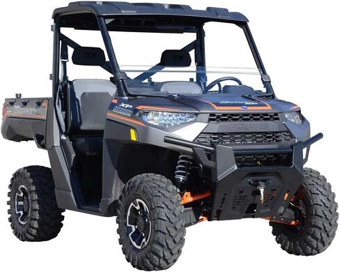 SuperATV Heavy-Duty Scratch-Resistant Half Windshield for 2017+ Polaris Ranger XP 1000 (See Fitment) | 1/4" Thick Dark Tint Polycarbonate 250x Stronger Than Glass | USA Made in Saudi Arabia