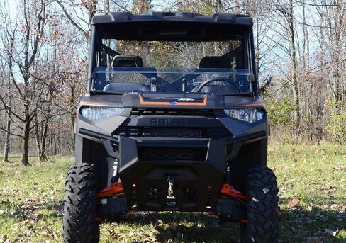 SuperATV Heavy-Duty Scratch-Resistant Half Windshield for 2017+ Polaris Ranger XP 1000 (See Fitment) | 1/4" Thick Dark Tint Polycarbonate 250x Stronger Than Glass | USA Made in Saudi Arabia