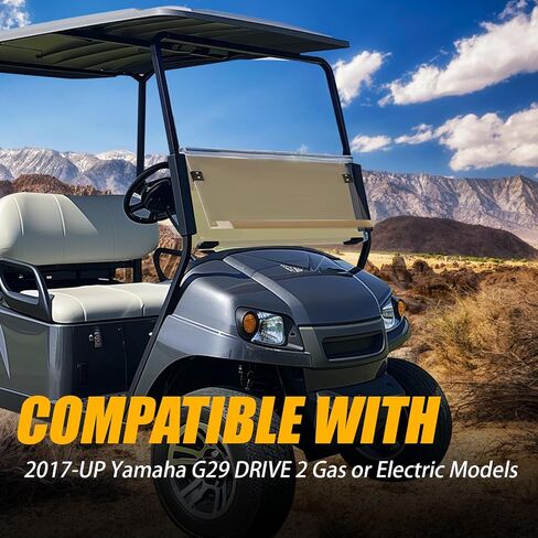 KUAFU Tinted Windshield Compatible with 2017-UP Yamaha DRIVE 2 Golf Cart Gas or Electric Folding Windscreen Smoke in Saudi Arabia