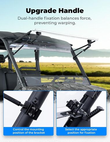 KEMIMOTO Upgraded Flip Front Windshield Compatible with CFMOTO Uforce 1000 / 1000 XL, Upgraded Handles Windshield with Pre-Installed Rubber Strips Scratch-Resistant Front Window Accessories in Saudi Arabia