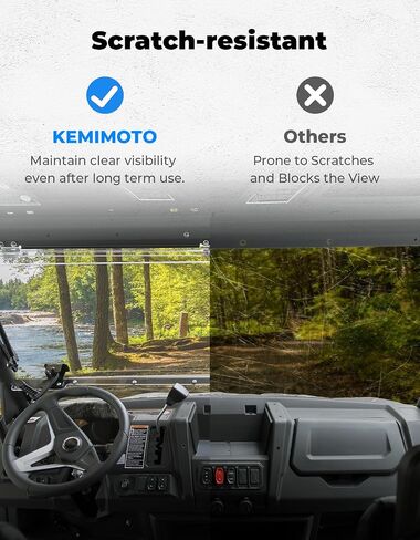 KEMIMOTO Upgraded Flip Front Windshield Compatible with CFMOTO Uforce 1000 / 1000 XL, Upgraded Handles Windshield with Pre-Installed Rubber Strips Scratch-Resistant Front Window Accessories in Saudi Arabia
