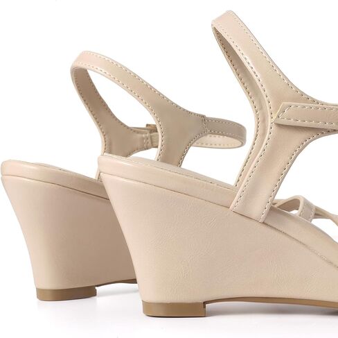 Maxmuxun Womens Wedge Sandals 2025 Square Toe Strappy Sandals 2.75 بوصة أسافين الكعب أحذية للنساء in Kuwait