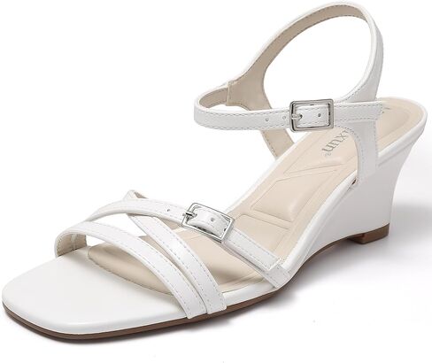Maxmuxun Womens Wedge Sandals 2025 Square Toe Strappy Sandals 2.75 بوصة أسافين الكعب أحذية للنساء in Kuwait