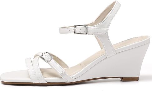 Maxmuxun Womens Wedge Sandals 2025 Square Toe Strappy Sandals 2.75 بوصة أسافين الكعب أحذية للنساء in Kuwait