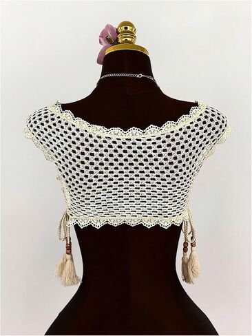 GORGLITTER Women's Crochet Lace Bikini Cover Up Hollow Out Sheer Tie Side Cropped Beach Tank Tops in Saudi Arabia