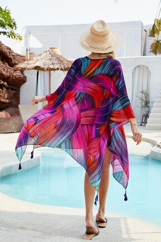 Women's Floral Blouse Loose Batwing Sleeve Beach Cover ups in Saudi Arabia