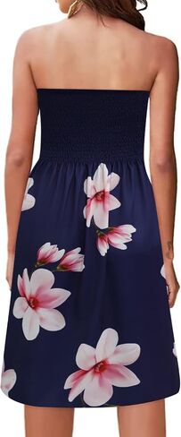 Zyyfly Summer Strapless Dress for Women Tube Top Sundress Casual Beach Cover Ups in Saudi Arabia