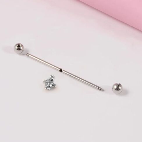 14G CZ Star Industrial Barbell G23 Titanium Industrial Piercing Jewelry 38mm Long Industrial Bar Conch Helix Cartilage Barbell Earrings Dainty Body Piercing Jewelry for Women Men in Saudi Arabia