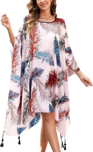 Women's Floral Blouse Loose Batwing Sleeve Beach Cover ups in Saudi Arabia