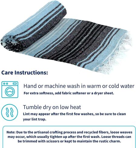 La Montana Mexican Blankets and Throws, 4 Pack, 74"x50" - Made in Mexico, Lightweight Yoga Blanket for Schools, Studios, Outdoors, Camping, Picnic, Decor - Machine Washable, Charcoal/Silver/White in Saudi Arabia