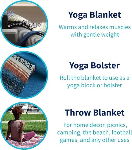La Montana Mexican Blankets and Throws, 4 Pack, 74"x50" - Made in Mexico, Lightweight Yoga Blanket for Schools, Studios, Outdoors, Camping, Picnic, Decor - Machine Washable, Charcoal/Silver/White in Saudi Arabia