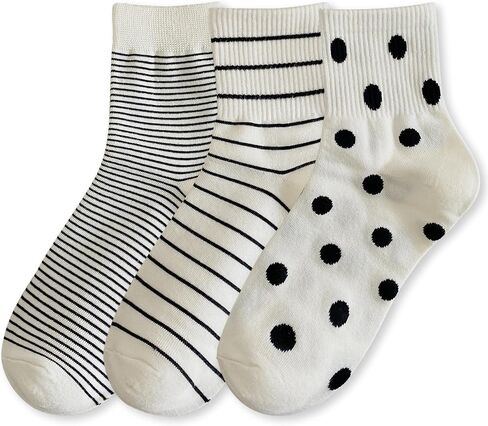 Women's Polka Dot & Striped Crew Socks 3-Packs in Kuwait