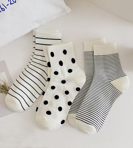 Women's Polka Dot & Striped Crew Socks 3-Packs in Kuwait
