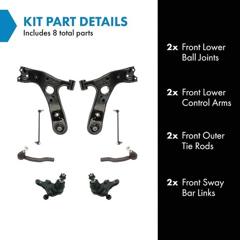 TRQ Front Steering and Suspension Kit Ball Confer Confer Confer Arm Sway Sway Bar Rink RINK ROIN ROD متوافق مع 2016 SCION IM 2008-2015 XB 2017-2018 TOYOTA COROLLA IM 2012-2017 PRIUS V in Saudi Arabia