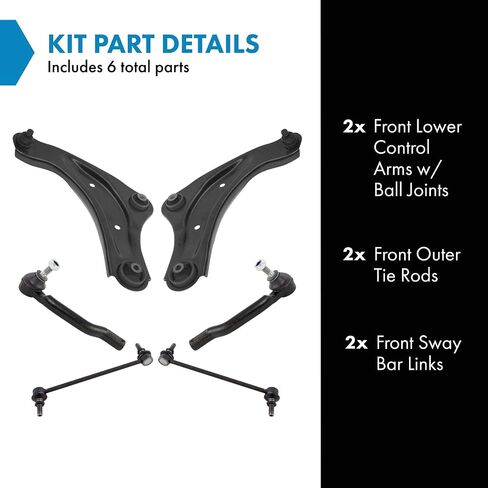 TRQ Front Steering and Suspension Kit Arm with Ball Sway Sway Bar Bar Rink Rox Rod متوافق مع 2011-2017 Nissan Juke 2011-2014 Leaf in Saudi Arabia