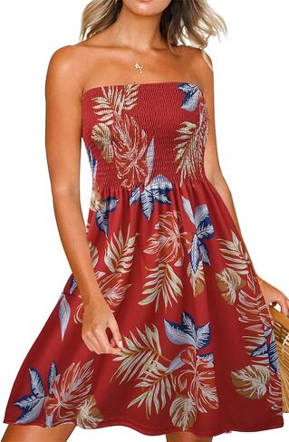 Zyyfly Summer Strapless Dress for Women Tube Top Sundress Casual Beach Cover Ups in Saudi Arabia