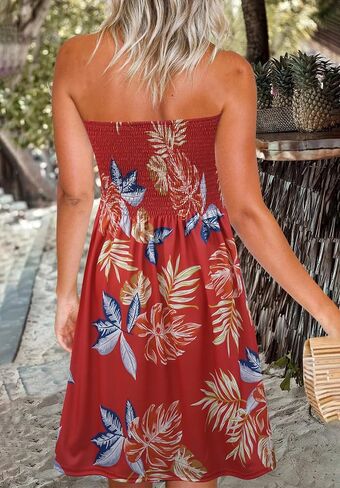 Zyyfly Summer Strapless Dress for Women Tube Top Sundress Casual Beach Cover Ups in Saudi Arabia