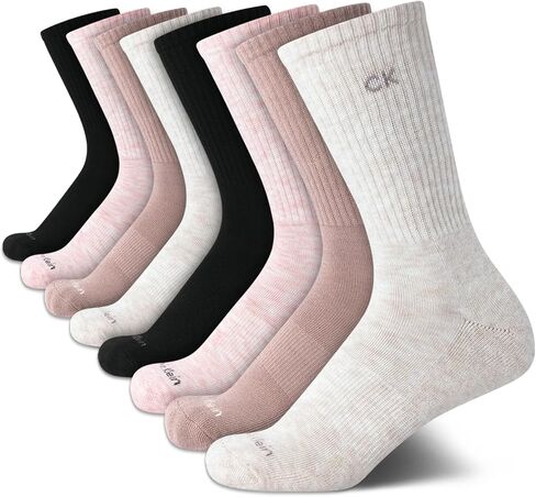 Calvin Klein Women's Crew Socks - 8 Pack Soft Cushion Breathable Athletic Mid Calf Socks for Women (Shoe Size: 4-10) in Saudi Arabia