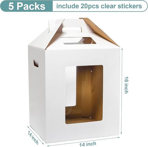 3 Pack Tall Cake Boxes for Tier Cakes 16x16x18 Inch Disposable Layer Tall Cake Carrier with Window Large Tierd Cake Take Out Transport Containers with Handle for Wedding, Birthday, Party in Kuwait